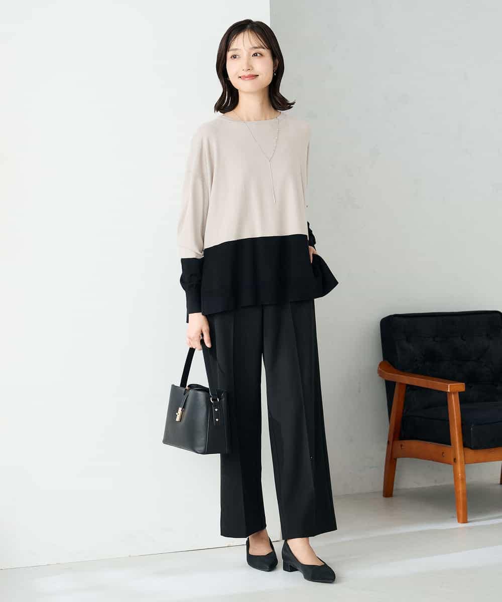 K2LAD18059 a.v.v(アー・ヴェ・ヴェ) 【イージーケア/洗える/ストレッチ】裏起毛美ラクるスッキリ見えストレートパンツ ブラウン