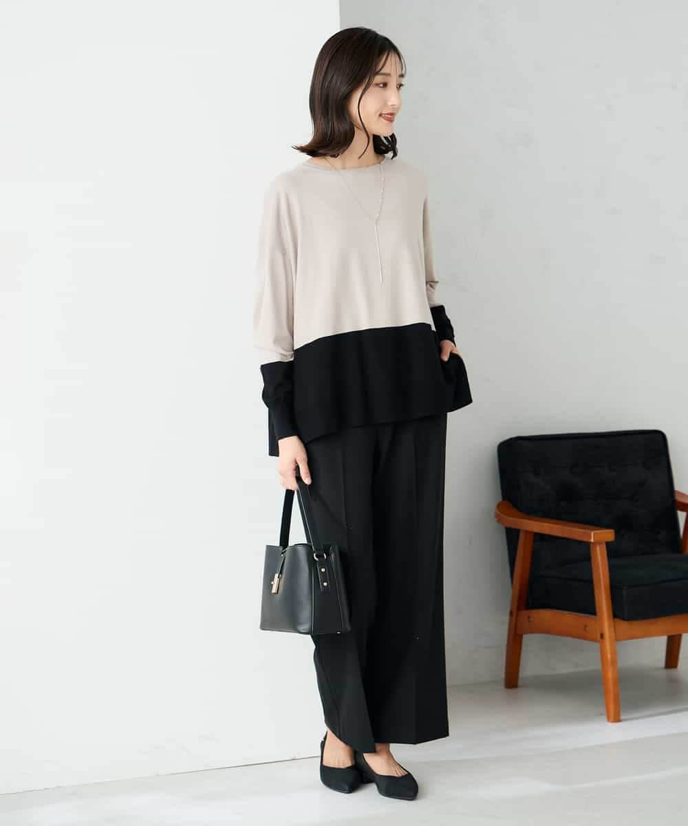 K2LAD18059 a.v.v(アー・ヴェ・ヴェ) 【イージーケア/洗える/ストレッチ】裏起毛美ラクるスッキリ見えストレートパンツ ブラウン