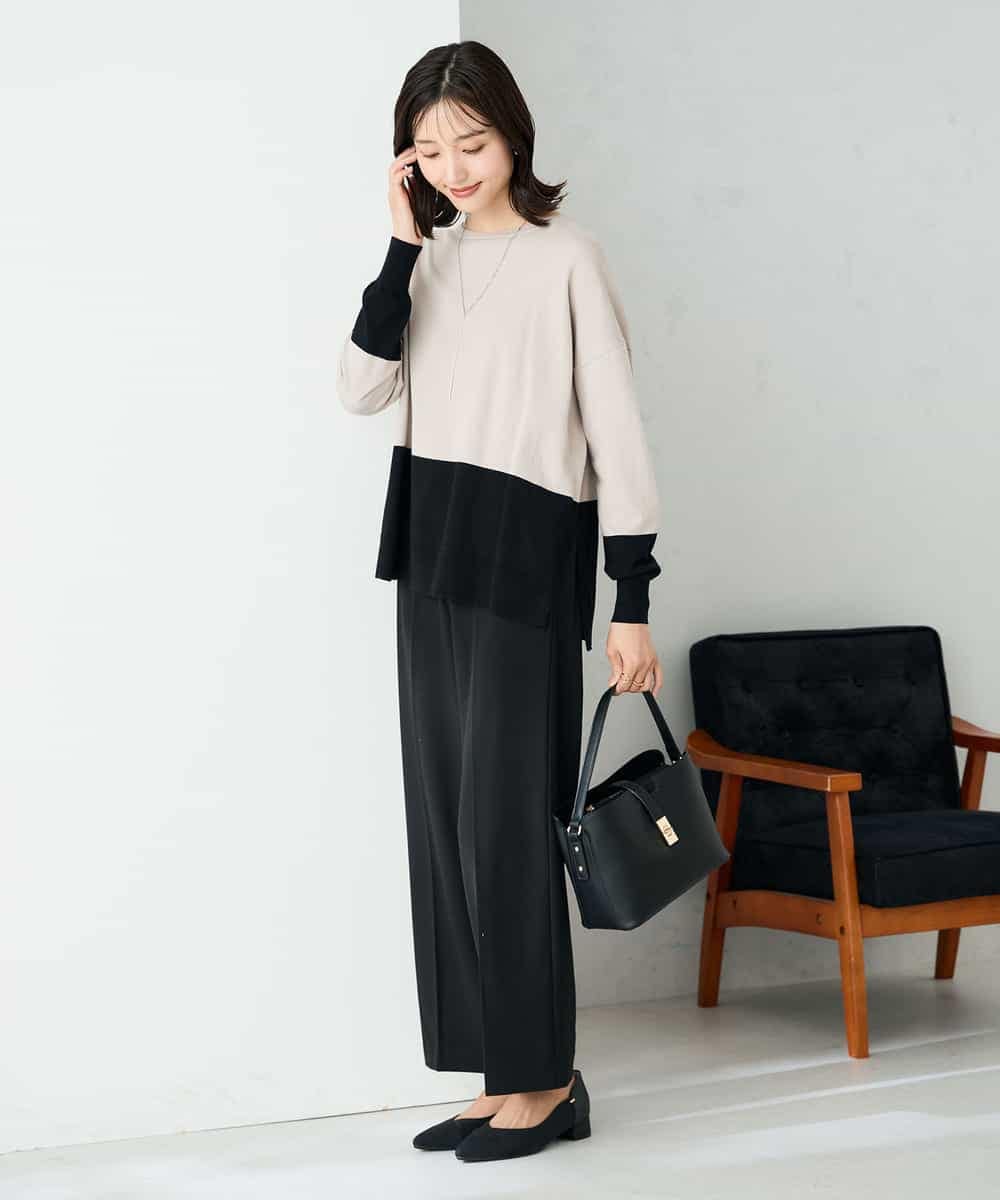 K2LAD18059 a.v.v(アー・ヴェ・ヴェ) 【イージーケア/洗える/ストレッチ】裏起毛美ラクるスッキリ見えストレートパンツ ブラウン