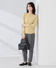 K2LAD21049 a.v.v(アー・ヴェ・ヴェ) 【イージーケア/洗える/ストレッチ】裏起毛美ラクるスッキリ見えテーパードパンツ ブラック