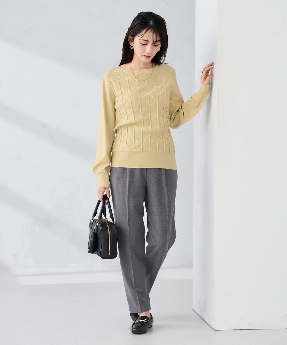 イージーケア/洗える/ストレッチ】裏起毛美ラクるスッキリ見え