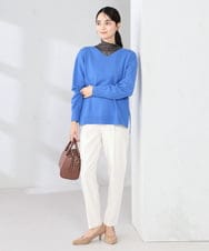 K2LAD21049 a.v.v(アー・ヴェ・ヴェ) 【イージーケア/洗える/ストレッチ】裏起毛美ラクるスッキリ見えテーパードパンツ ブラック