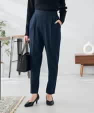 K2LAD21049 a.v.v(アー・ヴェ・ヴェ) 【イージーケア/洗える/ストレッチ】裏起毛美ラクるスッキリ見えテーパードパンツ ネイビー