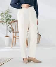 K2LAD21049 a.v.v(アー・ヴェ・ヴェ) 【イージーケア/洗える/ストレッチ】裏起毛美ラクるスッキリ見えテーパードパンツ ホワイト