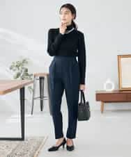 K2LAD21049 a.v.v(アー・ヴェ・ヴェ) 【イージーケア/洗える/ストレッチ】裏起毛美ラクるスッキリ見えテーパードパンツ ブラック