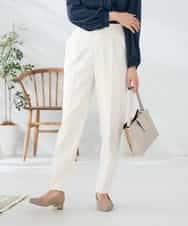 K2LAD21049 a.v.v(アー・ヴェ・ヴェ) 【イージーケア/洗える/ストレッチ】裏起毛美ラクるスッキリ見えテーパードパンツ ブラック