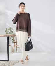 K2LAD21049 a.v.v(アー・ヴェ・ヴェ) 【イージーケア/洗える/ストレッチ】裏起毛美ラクるスッキリ見えテーパードパンツ ブラック