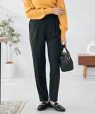 K2LAD21049 a.v.v(アー・ヴェ・ヴェ) 【イージーケア/洗える/ストレッチ】裏起毛美ラクるスッキリ見えテーパードパンツ ブラック