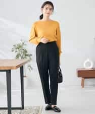 K2LAD21049 a.v.v(アー・ヴェ・ヴェ) 【イージーケア/洗える/ストレッチ】裏起毛美ラクるスッキリ見えテーパードパンツ ブラック