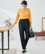 K2LAD21049 a.v.v(アー・ヴェ・ヴェ) 【イージーケア/洗える/ストレッチ】裏起毛美ラクるスッキリ見えテーパードパンツ ブラック