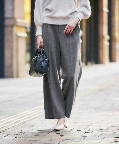 K2LAD22049 a.v.v 【イージーケア/洗える/ストレッチ/雑誌InRed(宝島社)12月号掲載】裏起毛美ラクるスッキリ見えワイドパンツ