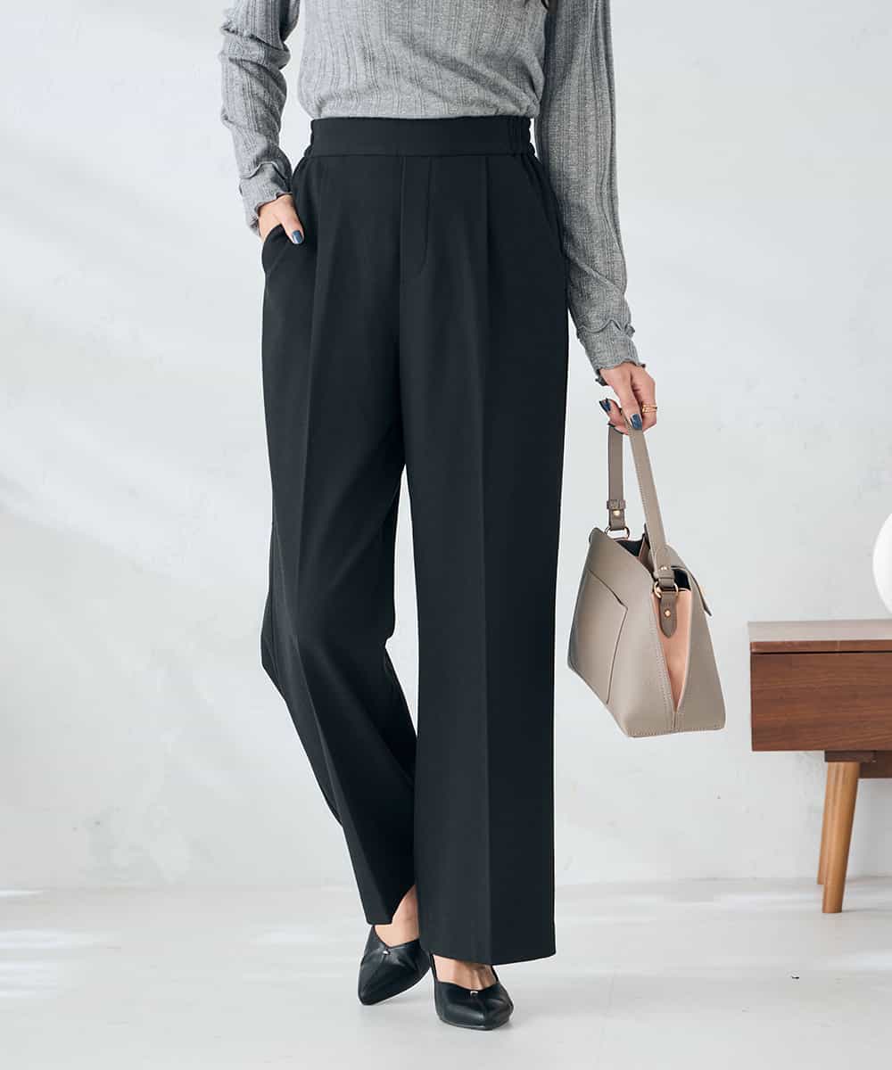 K2LAD22049 a.v.v 【イージーケア/洗える/ストレッチ/雑誌InRed(宝島社)12月号掲載】裏起毛美ラクるスッキリ見えワイドパンツ