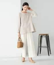 K2LAD22049 a.v.v(アー・ヴェ・ヴェ) 【イージーケア/洗える/ストレッチ/雑誌InRed(宝島社)12月号掲載】裏起毛美ラクるスッキリ見えワイドパンツ ブラック