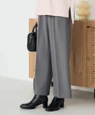 K2LAD22049 a.v.v(アー・ヴェ・ヴェ) 【イージーケア/洗える/ストレッチ/雑誌InRed(宝島社)12月号掲載】裏起毛美ラクるスッキリ見えワイドパンツ ブラック