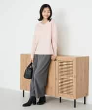 K2LAD22049 a.v.v(アー・ヴェ・ヴェ) 【イージーケア/洗える/ストレッチ/雑誌InRed(宝島社)12月号掲載】裏起毛美ラクるスッキリ見えワイドパンツ ブラック