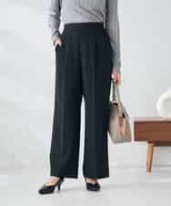 K2LAD22049 a.v.v(アー・ヴェ・ヴェ) 【イージーケア/洗える/ストレッチ/雑誌InRed(宝島社)12月号掲載】裏起毛美ラクるスッキリ見えワイドパンツ ブラック