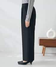 K2LAD22049 a.v.v(アー・ヴェ・ヴェ) 【イージーケア/洗える/ストレッチ/雑誌InRed(宝島社)12月号掲載】裏起毛美ラクるスッキリ見えワイドパンツ ブラック