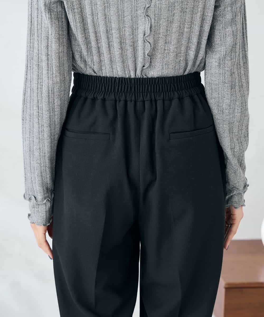 K2LAD22049 a.v.v(アー・ヴェ・ヴェ) 【イージーケア/洗える/ストレッチ/雑誌InRed(宝島社)12月号掲載】裏起毛美ラクるスッキリ見えワイドパンツ ブラック