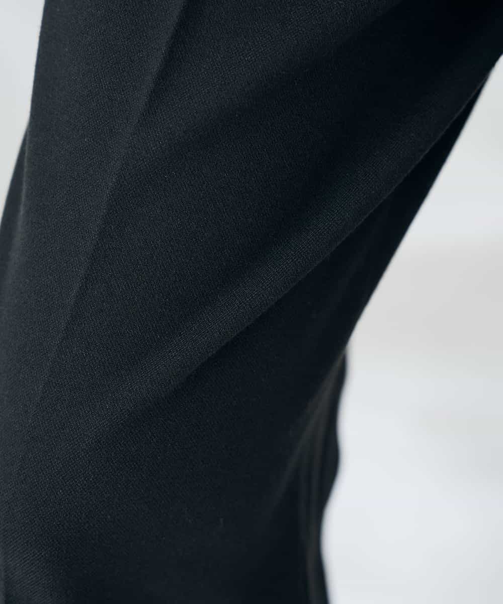 K2LAD22049 a.v.v(アー・ヴェ・ヴェ) 【イージーケア/洗える/ストレッチ/雑誌InRed(宝島社)12月号掲載】裏起毛美ラクるスッキリ見えワイドパンツ ブラック