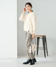 K2LAD23049 a.v.v(アー・ヴェ・ヴェ) 【イージーケア/洗える/ストレッチ】裏起毛美ラクるスッキリ見えチェックテーパードパンツ グレンチェック