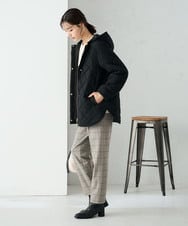 K2LAD23049 a.v.v(アー・ヴェ・ヴェ) 【イージーケア/洗える/ストレッチ】裏起毛美ラクるスッキリ見えチェックテーパードパンツ グレンチェック