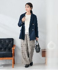 K2LAD24054 a.v.v(アー・ヴェ・ヴェ) 【イージーケア/洗える/ストレッチ】裏起毛美ラクるスッキリ見えチェックワイドパンツ グレンチェック