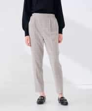K2LAG23054 a.v.v(アー・ヴェ・ヴェ) ［支持率NO.1/洗える］裏起毛 ラク魅せ スッキリ見え チェック柄 テーパード パンツ ライトグレー系チェック柄