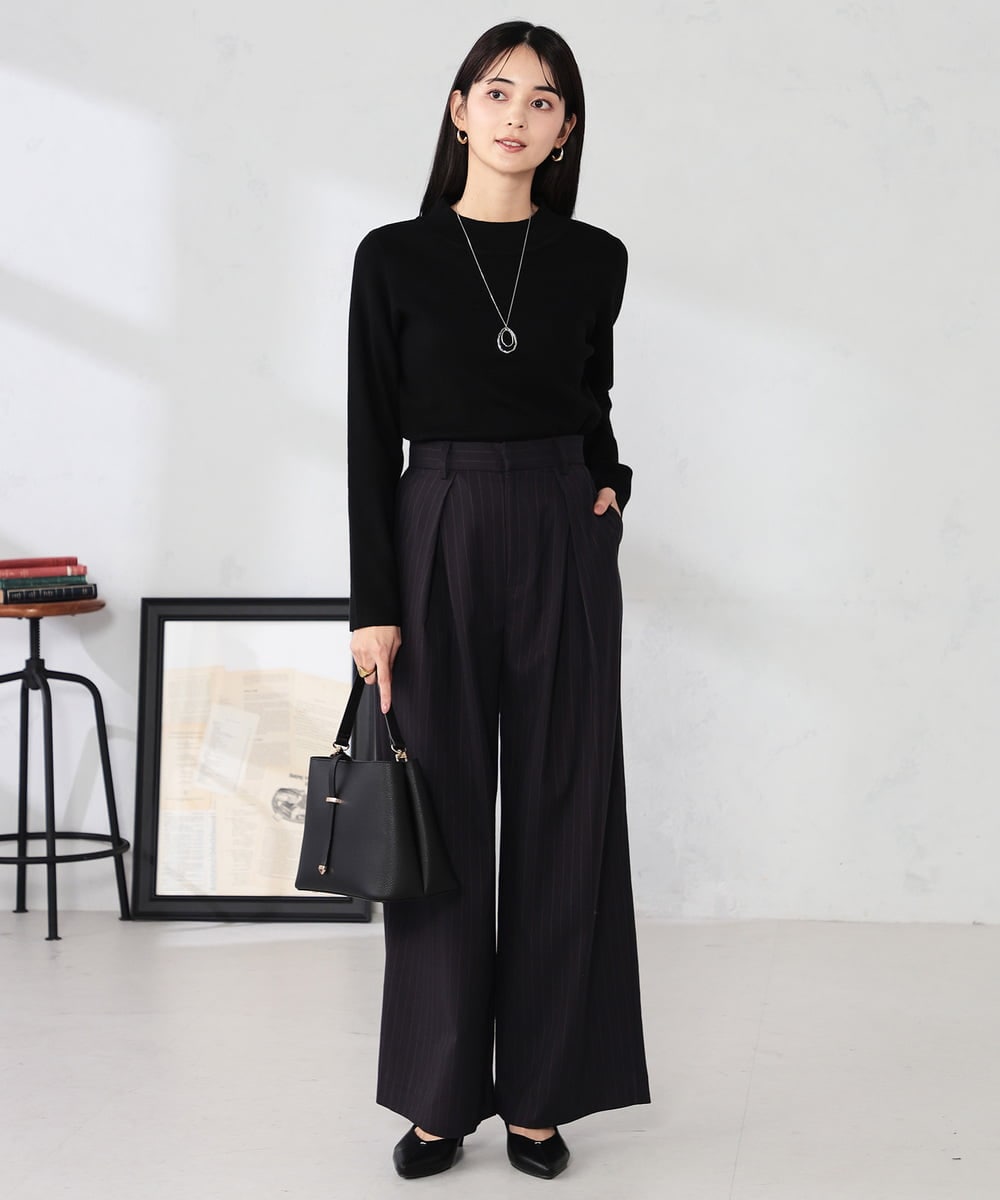 K2LBD29059 a.v.v(アー・ヴェ・ヴェ) ストライプタックワイドパンツ ブラウン