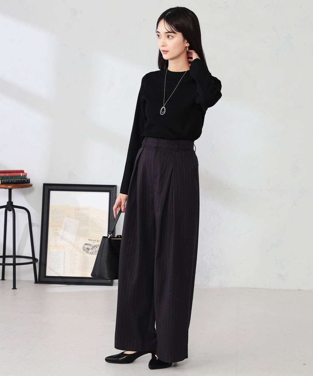 K2LBD29059 a.v.v(アー・ヴェ・ヴェ) ストライプタックワイドパンツ ブラウン