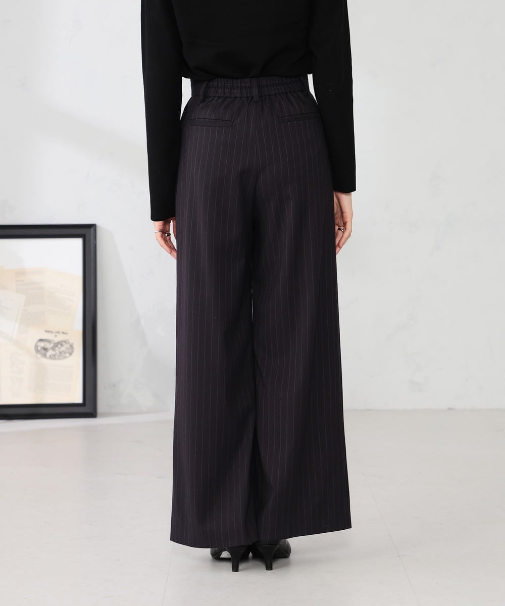 K2LBD29059 a.v.v(アー・ヴェ・ヴェ) ストライプタックワイドパンツ ブラウン