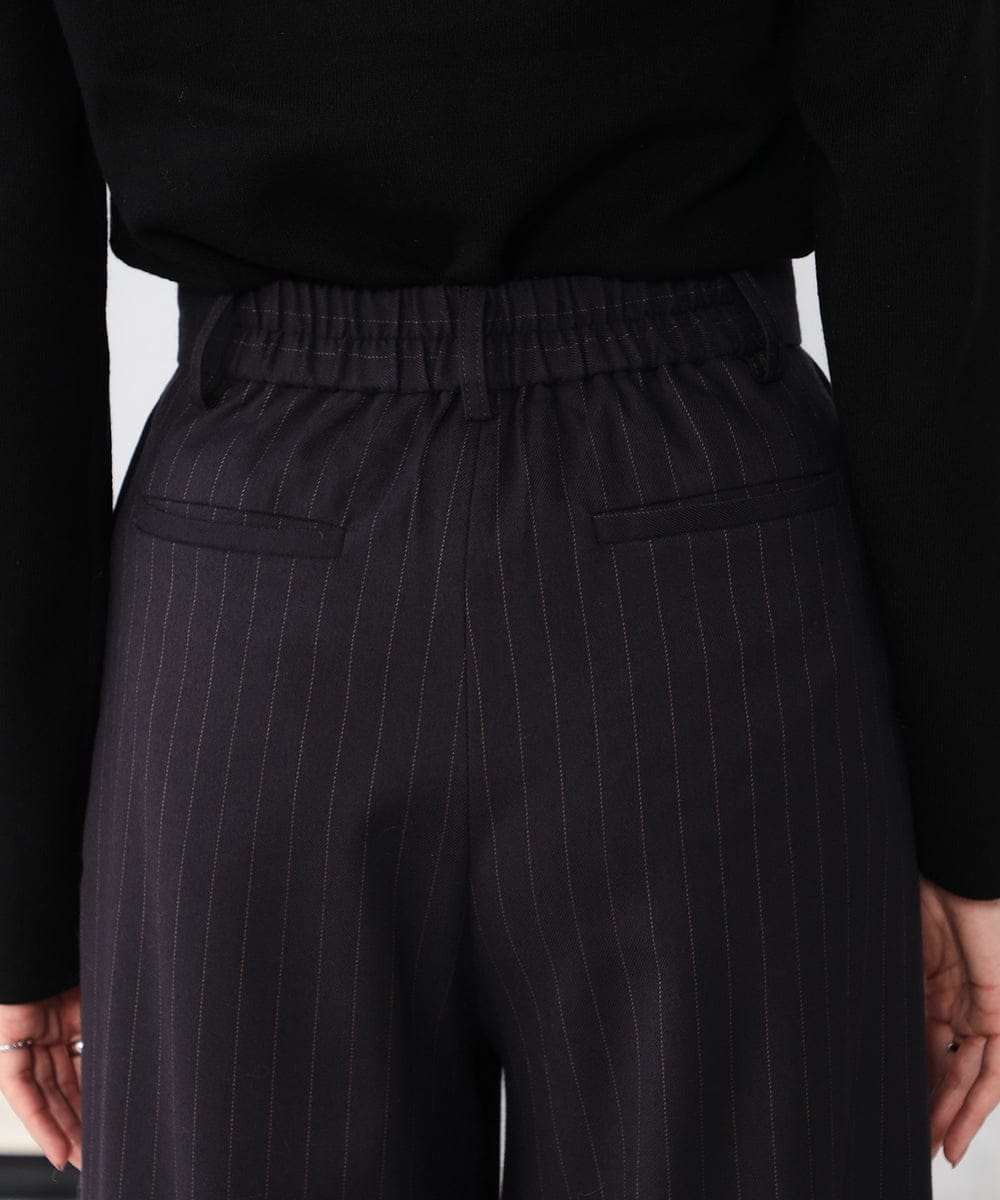 K2LBD29059 a.v.v(アー・ヴェ・ヴェ) ストライプタックワイドパンツ ブラウン