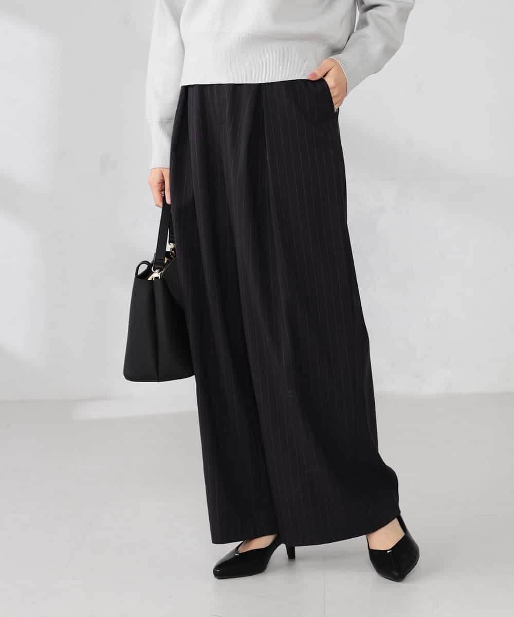 K2LBD29059 a.v.v(アー・ヴェ・ヴェ) ストライプタックワイドパンツ ブラウン