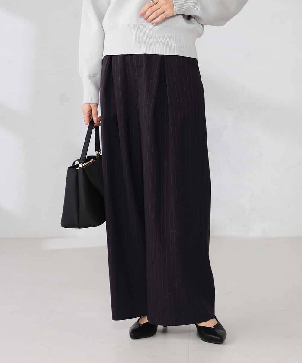 K2LBD29059 a.v.v(アー・ヴェ・ヴェ) ストライプタックワイドパンツ ブラウン