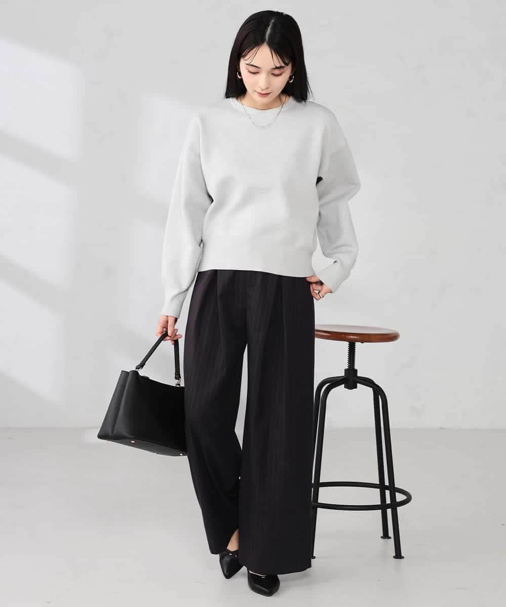 K2LBD29059 a.v.v(アー・ヴェ・ヴェ) ストライプタックワイドパンツ ブラウン