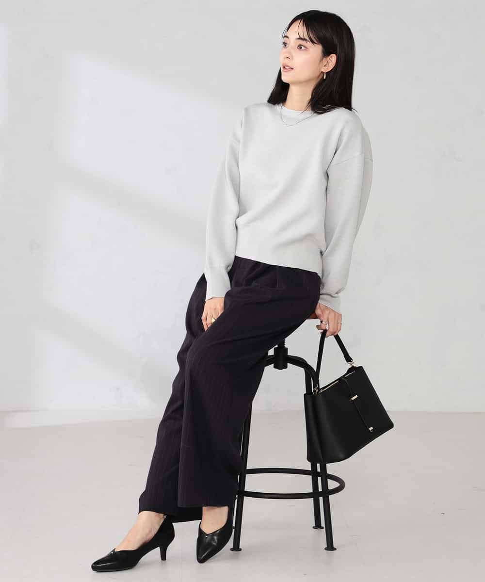 K2LBD29059 a.v.v(アー・ヴェ・ヴェ) ストライプタックワイドパンツ ブラウン