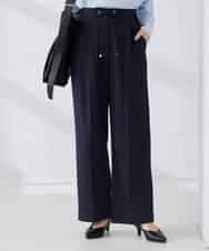 K2LBD30054 a.v.v(アー・ヴェ・ヴェ) 【WEB限定】裏起毛ウエストハトメドロストワイドパンツ ネイビー
