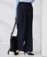 K2LBD30054 a.v.v(アー・ヴェ・ヴェ) 【WEB限定】裏起毛ウエストハトメドロストワイドパンツ ネイビー