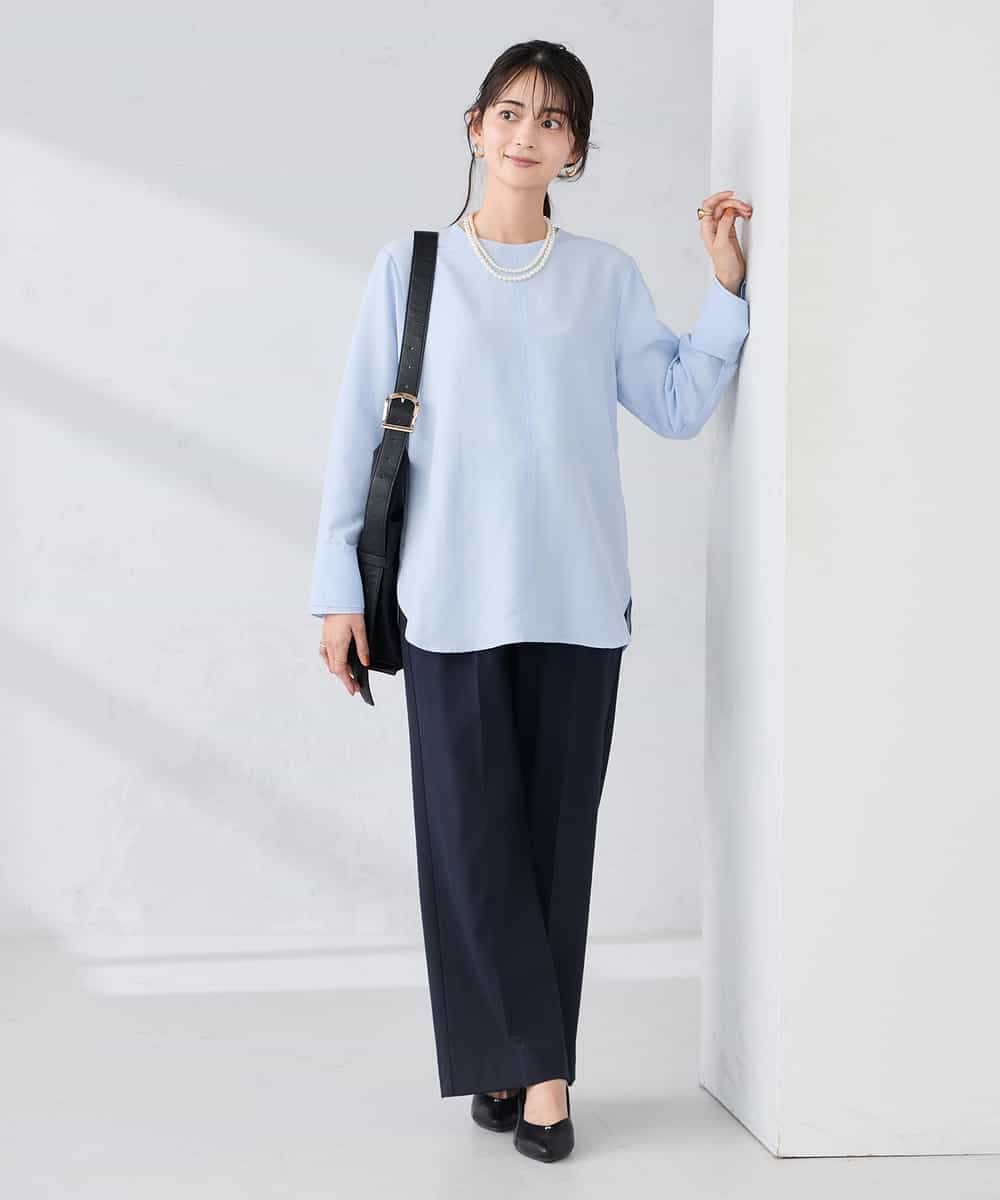 K2LBD30054 a.v.v(アー・ヴェ・ヴェ) 【WEB限定】裏起毛ウエストハトメドロストワイドパンツ ネイビー