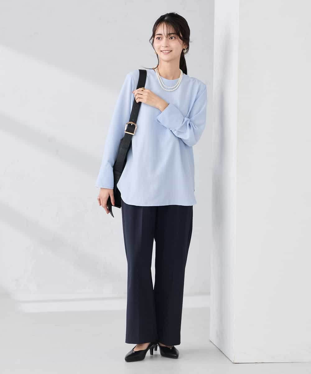 K2LBD30054 a.v.v(アー・ヴェ・ヴェ) 【WEB限定】裏起毛ウエストハトメドロストワイドパンツ ネイビー