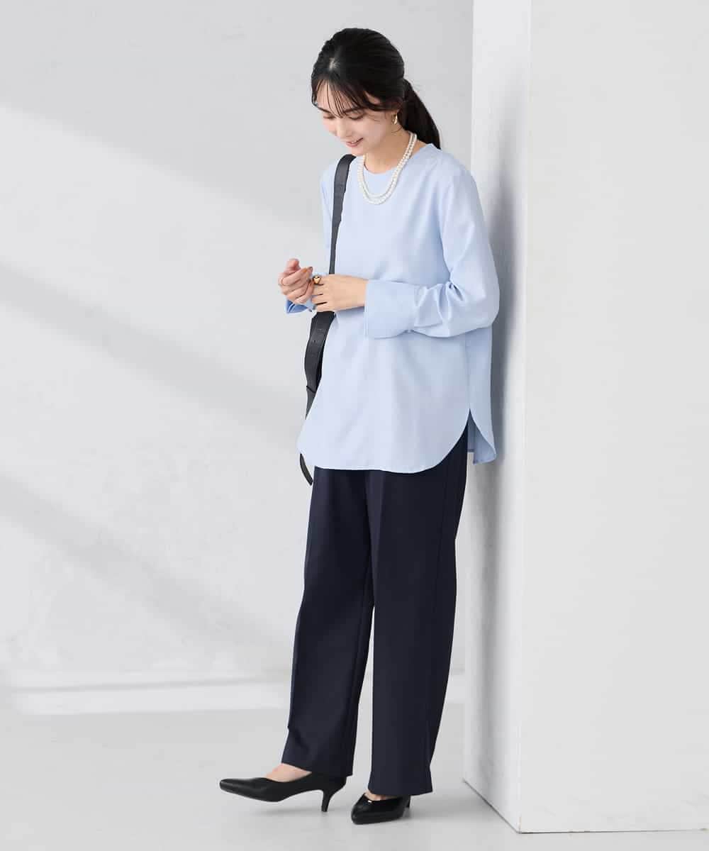 K2LBD30054 a.v.v(アー・ヴェ・ヴェ) 【WEB限定】裏起毛ウエストハトメドロストワイドパンツ ネイビー