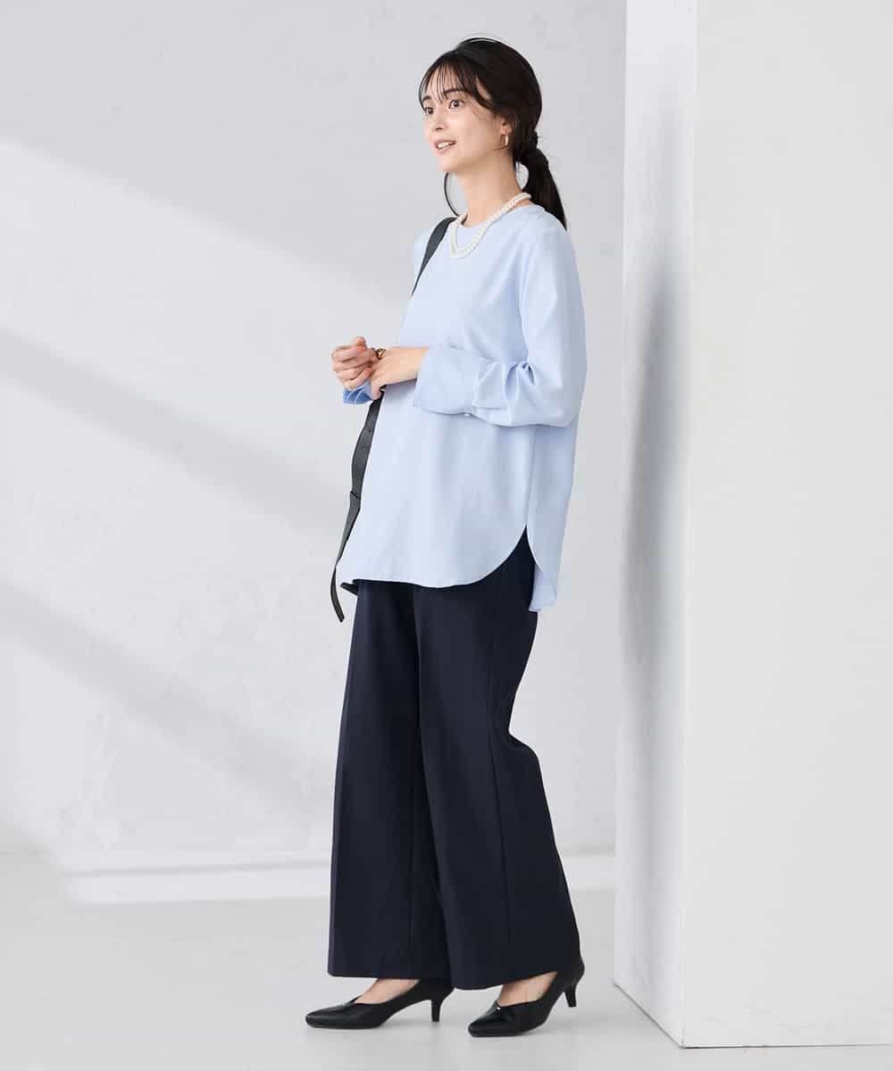 K2LBD30054 a.v.v(アー・ヴェ・ヴェ) 【WEB限定】裏起毛ウエストハトメドロストワイドパンツ ネイビー