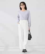 K2LBD30054 a.v.v(アー・ヴェ・ヴェ) 【WEB限定】裏起毛ウエストハトメドロストワイドパンツ ネイビー