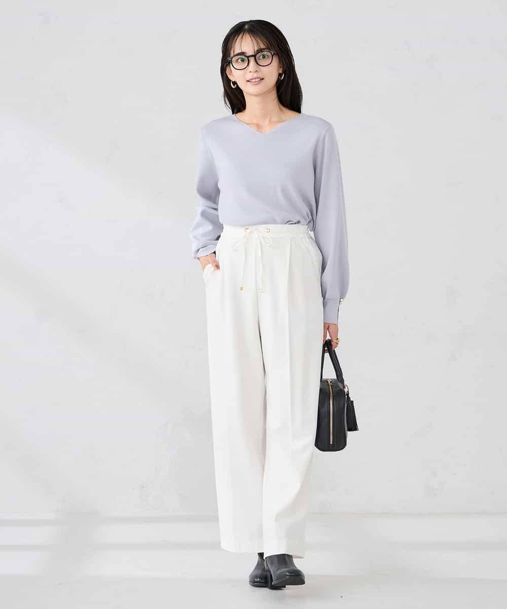 K2LBD30054 a.v.v(アー・ヴェ・ヴェ) 【WEB限定】裏起毛ウエストハトメドロストワイドパンツ ネイビー