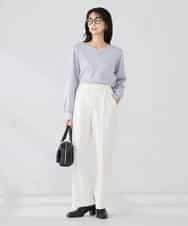 K2LBD30054 a.v.v(アー・ヴェ・ヴェ) 【WEB限定】裏起毛ウエストハトメドロストワイドパンツ ネイビー