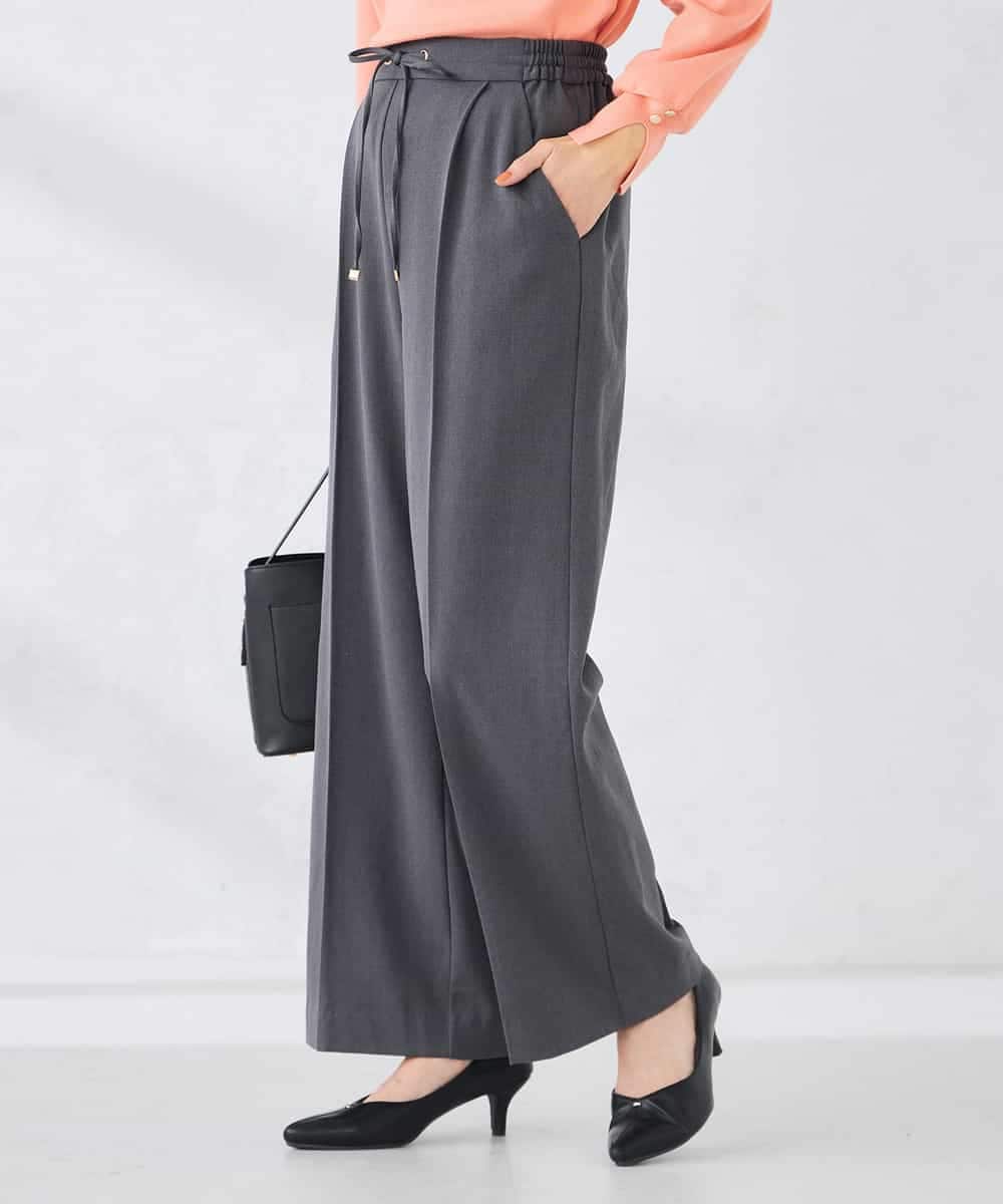 K2LBD30054 a.v.v(アー・ヴェ・ヴェ) 【WEB限定】裏起毛ウエストハトメドロストワイドパンツ ネイビー