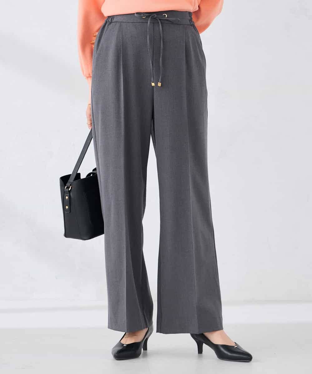 K2LBD30054 a.v.v(アー・ヴェ・ヴェ) 【WEB限定】裏起毛ウエストハトメドロストワイドパンツ ネイビー