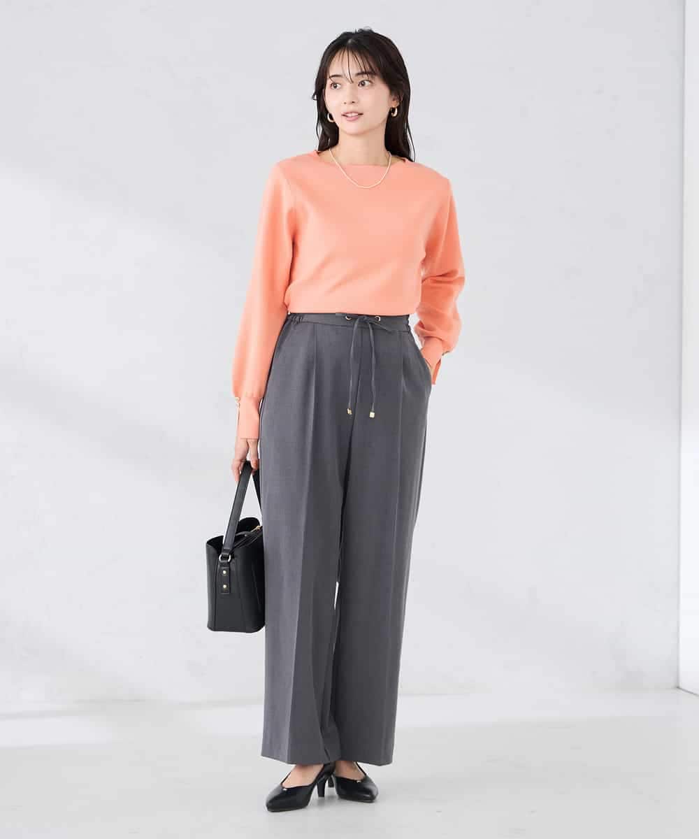 K2LBD30054 a.v.v(アー・ヴェ・ヴェ) 【WEB限定】裏起毛ウエストハトメドロストワイドパンツ ネイビー