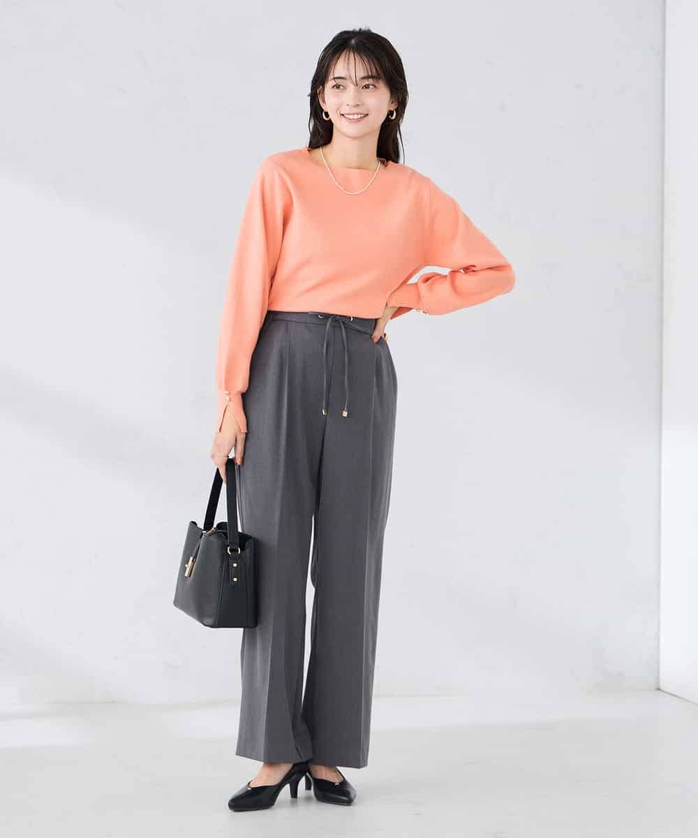 K2LBD30054 a.v.v(アー・ヴェ・ヴェ) 【WEB限定】裏起毛ウエストハトメドロストワイドパンツ ネイビー