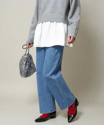 K2LBV05069 a.v.v ビジューストレートデニムパンツ
