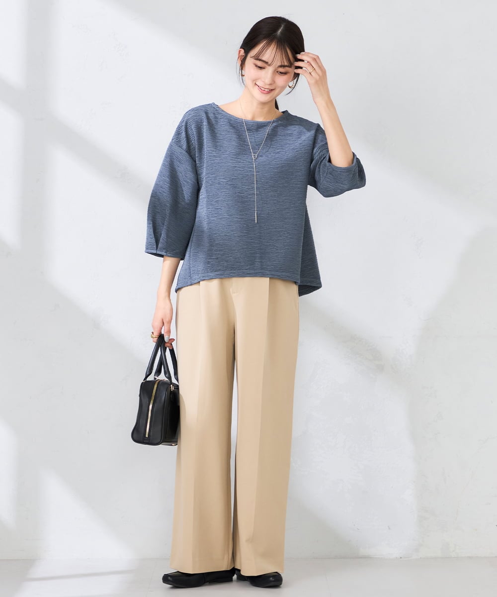 K2LDD20059 a.v.v(アー・ヴェ・ヴェ) 【洗える】ハイウエストワイドパンツ ネイビー